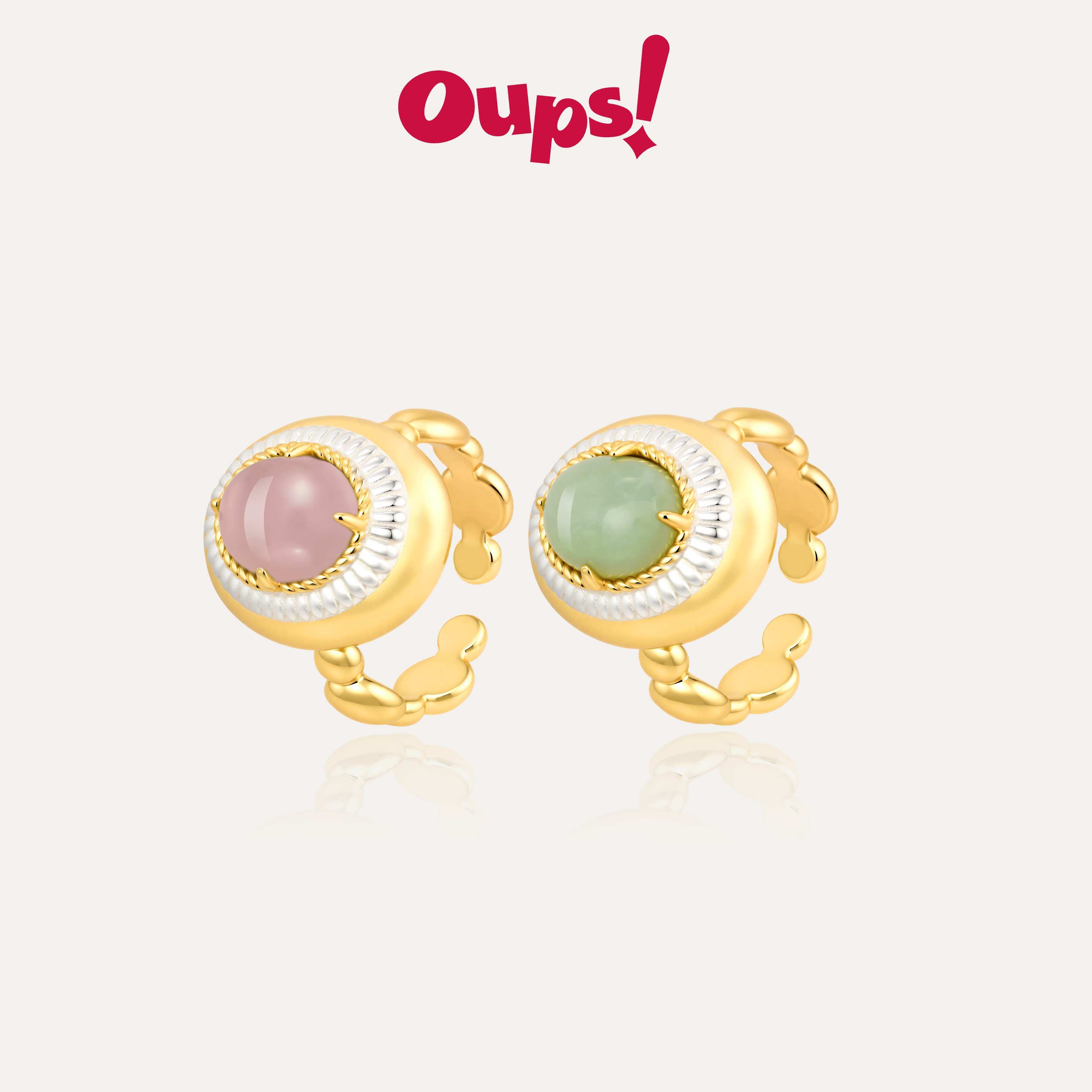 【新品】Oups!奥拉光影戒指玉石开口戒指女金色高级感时尚指环