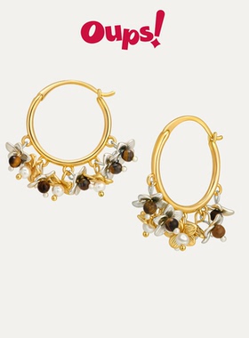 新年礼物Oups辛芷蕾董璇同款缇亚蕾花环耳环虎眼石花朵耳圈女原创