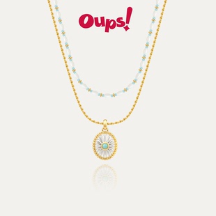 【新品】Oups!雅典娜之泪套组项链串珠花朵吊坠项链女叠戴锁骨链