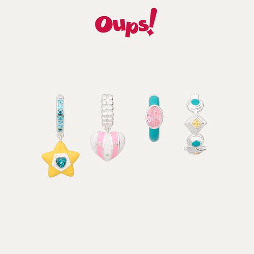 oups不对称滴油镶钻耳环新品