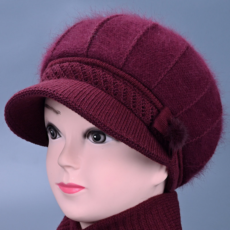 2025帽子女秋冬季中老年妈妈花朵毛线帽老人奶奶太太保暖棉鸭舌帽,服饰配件/皮带/帽子/围巾,帽子,淘宝优惠券,粉丝福利购,淘宝优惠卷