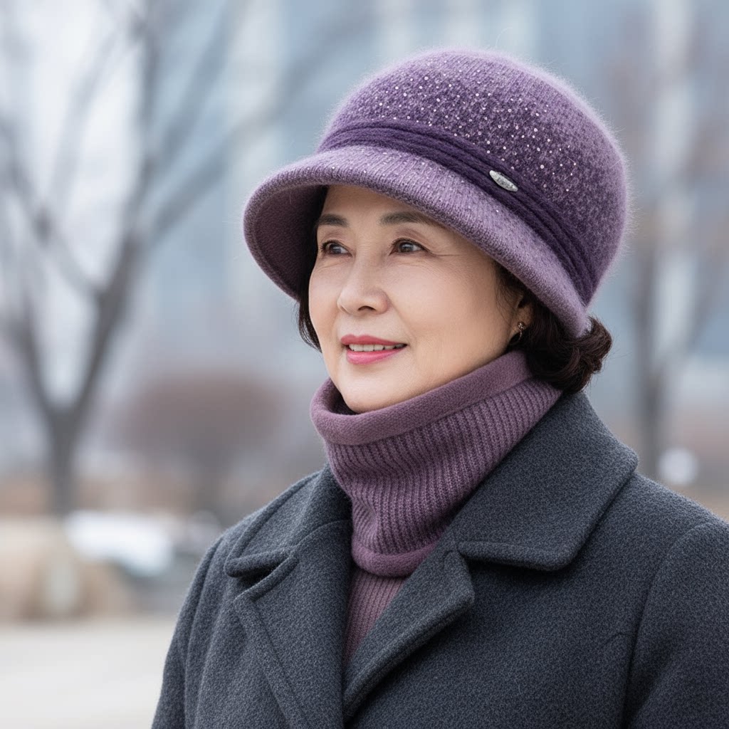 帽子女士中老年人秋冬天妈妈毛线帽加绒厚保暖防寒奶奶针织棉盆帽