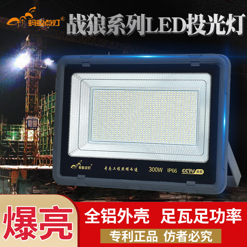 蚂蚁led射灯户外照明灯车间投光灯强光广场室外灯工程施工探照灯