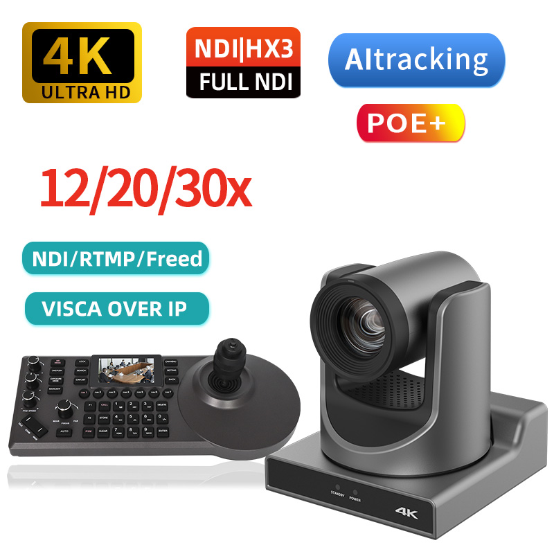 NDI PTZ camera 4K60帧超高清摄像机AI跟踪poe供眲教堂舞台酒吧大型会议室PTZ摄像头兼容OBS/vMIx/ATEM