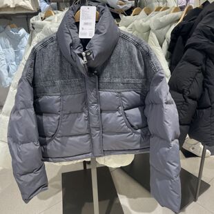 2025年冬季新款女装梭织宽松立领落肩开襟羽绒服R15421510619以纯