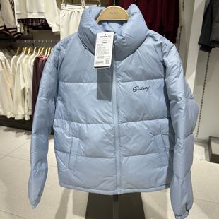 2025年冬季新款女装梭织宽松立领落肩开襟羽绒服R254215004以纯