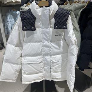 2025年冬季新款女装梭织宽松连帽插肩中长羽绒服R154215059以纯