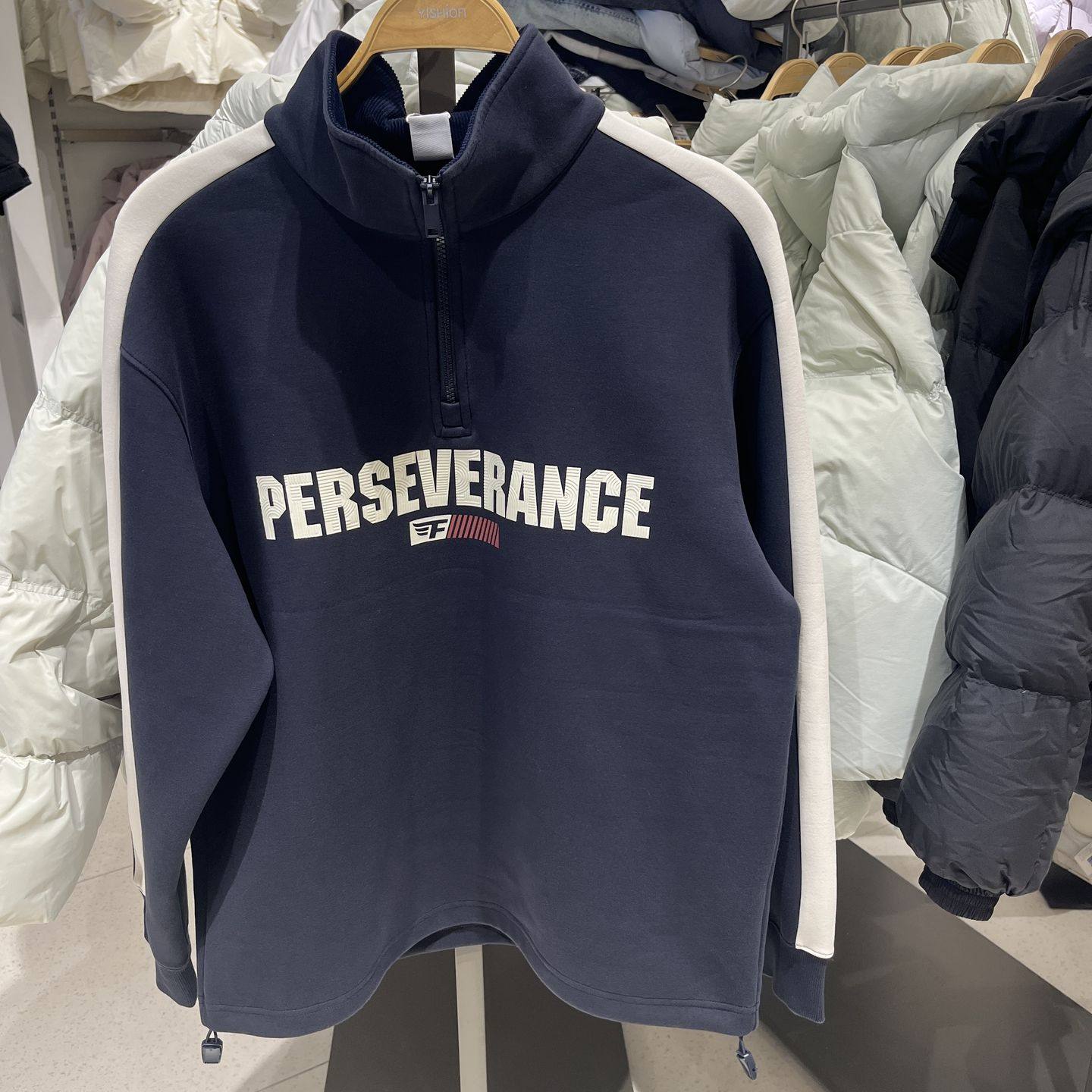 2025冬季新品新款男装韩版立领落肩半开筒绒底卫衣R154132024以纯