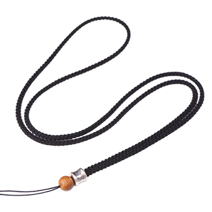 925纯银沉香吊坠绳子紫檀木黑曜石翡翠玛瑙玉坠佛牌挂件绳项链绳