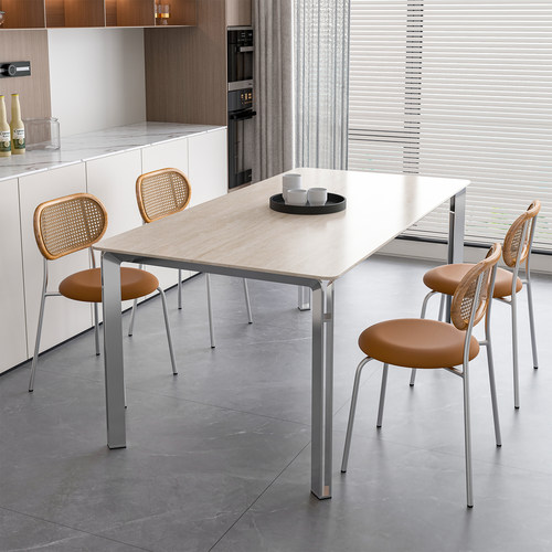 德利丰岩板意式极简餐桌椅组合长方形家用小户型北欧现代简约桌子