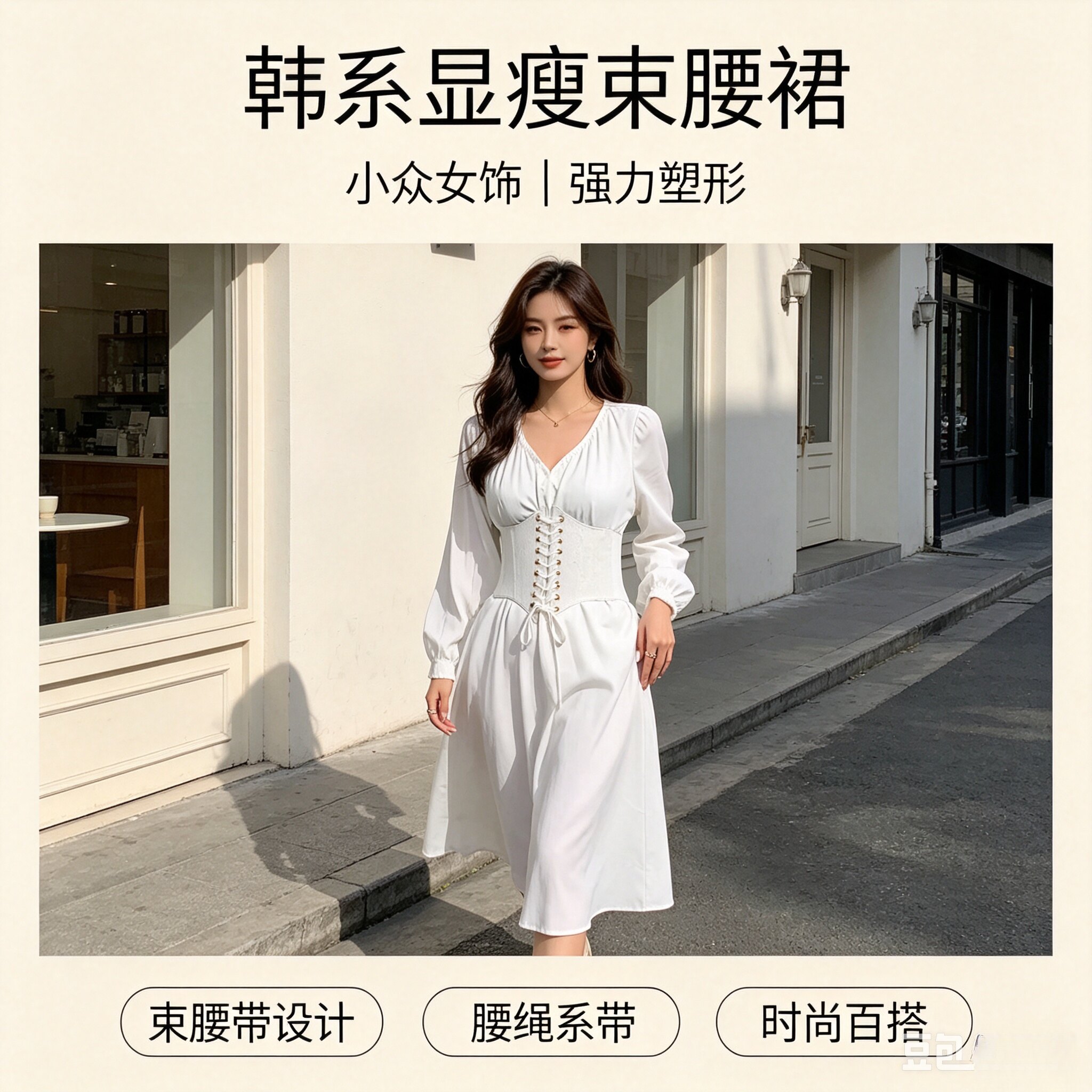 绝美连衣裙束腰带束缚塑形小众女饰显瘦裙子韩系时尚强力辣妹腰绳