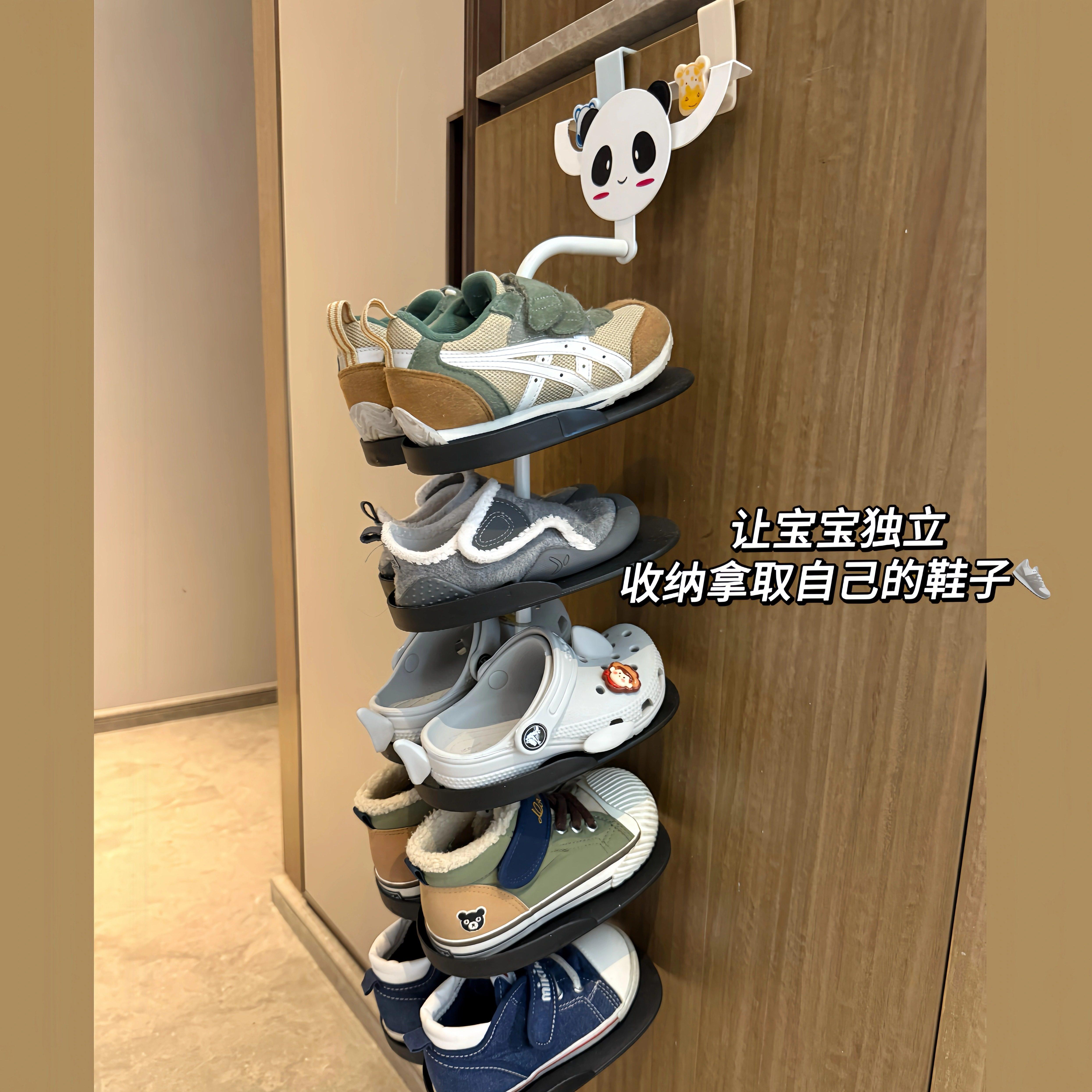 娃可以自己拿放啦!儿童挂式鞋架小型卡通家用门口专用收纳省空间