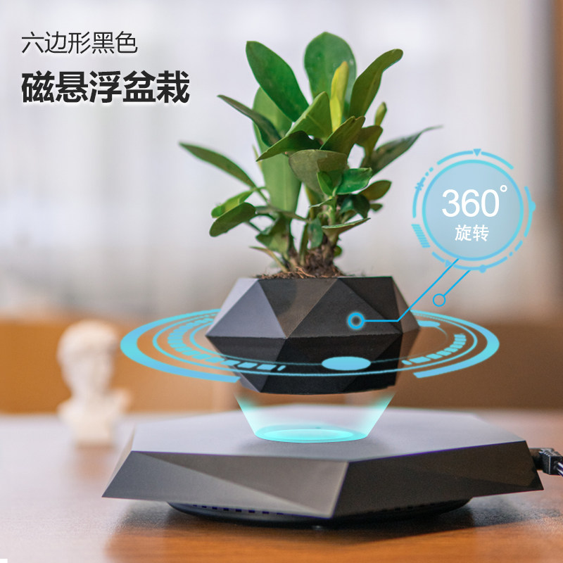 反重力磁悬浮花盆绿植客厅办公室盆栽风水摆件装饰送女孩生日礼物