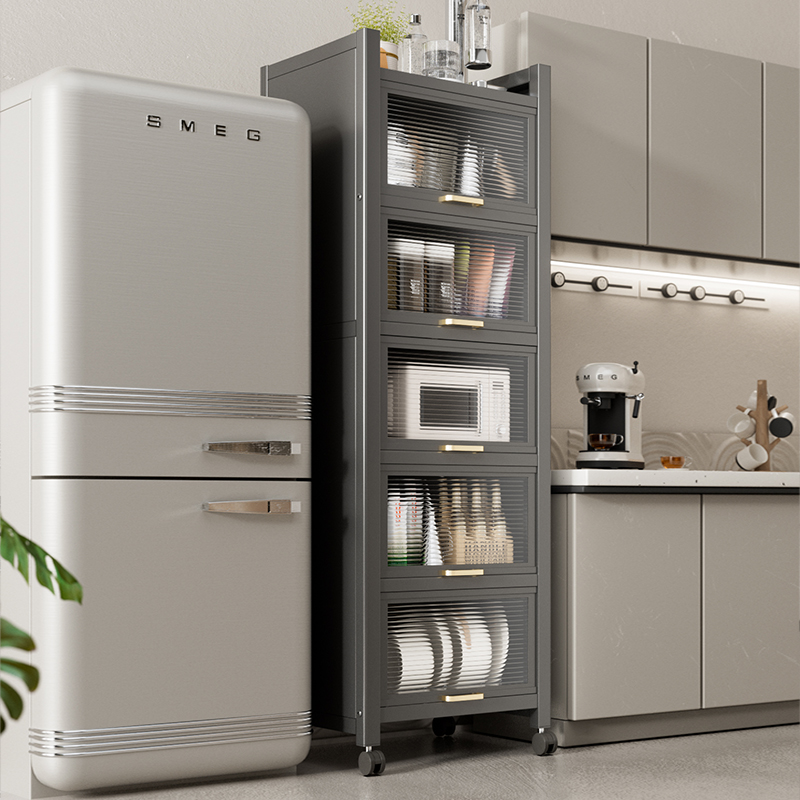 厨房夹缝置物架子落地多层多功能整体橱柜电器锅具收纳柜子窄