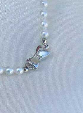 蝴蝶结款天然淡水珍珠手链近圆强光4-5mmak手串女简约小众正品