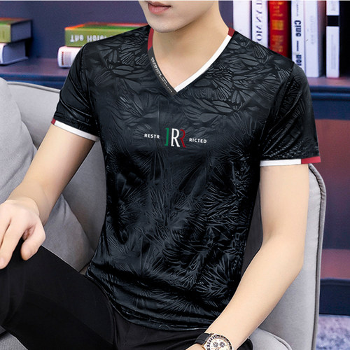 夏季透气男士短袖修身衣服潮