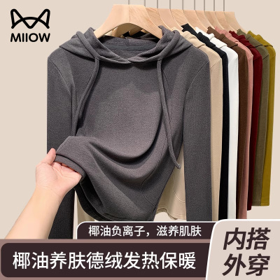 猫人德绒卫衣加厚女冬季小个子