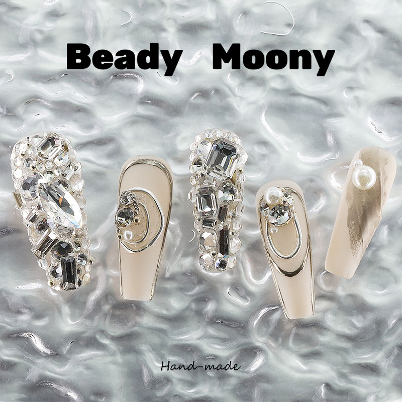 【时光】BeadyMoony2024年新款手工手作穿戴甲高级感长款美甲成品