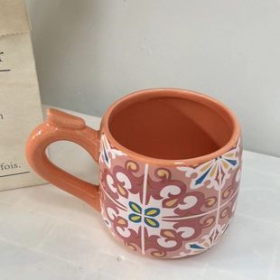 ins马克杯家用花朵创意陶瓷咖啡杯杯子高颜值水杯家居清仓