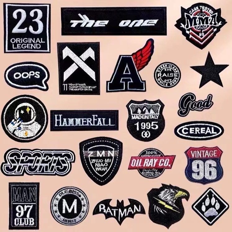 自粘布贴羽绒裤子破洞补丁贴黑色徽章刺绣贴装饰儿童无痕修补衣服