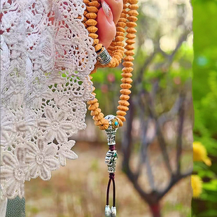 九华山金钱子金叶莲花菩提籽文玩念珠手串佛珠项链配饰男女款 精品