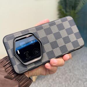 适用荣耀magic7rsr手机壳简约格纹Magic7保时捷版超薄全包7RSR皮套手机套潮牌复古设计防摔皮纹高端保护套