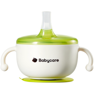 babycare婴儿辅食碗宝宝喝汤吸管碗不锈钢吃饭喂水米糊杯儿童餐具