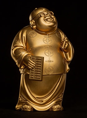 京铜黄铜钱有余摆件铜掌柜财神爷