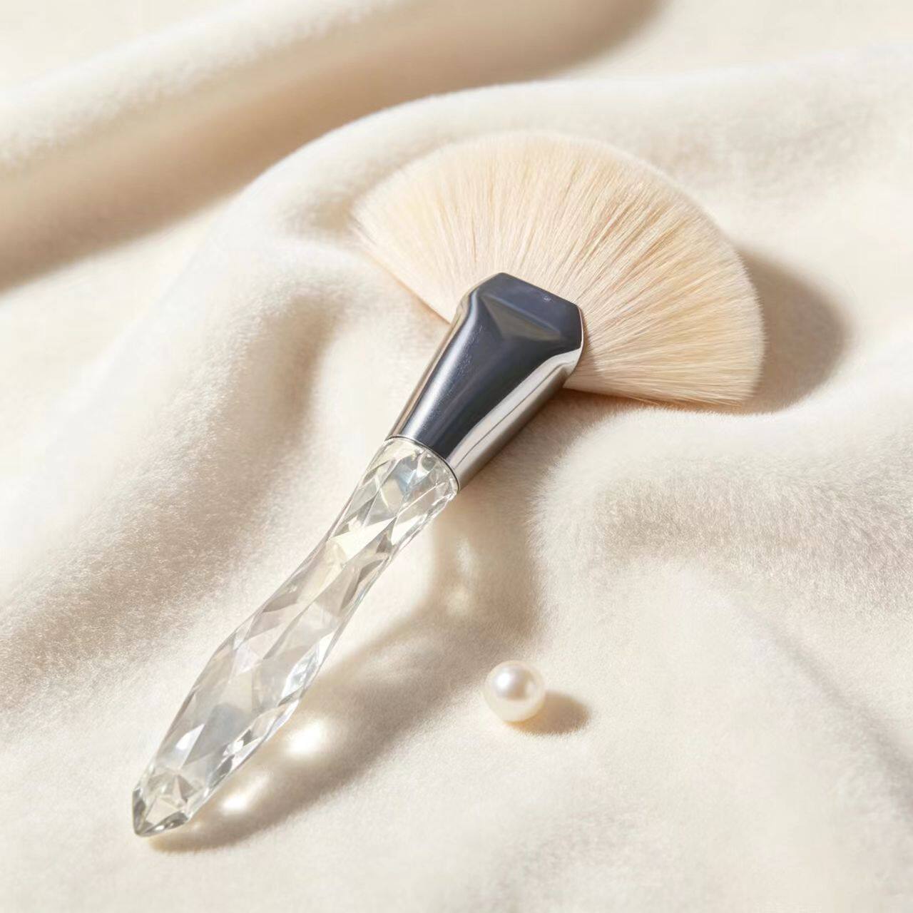 仿水晶手柄扇形高光散粉刷美甲粉尘灰尘刷