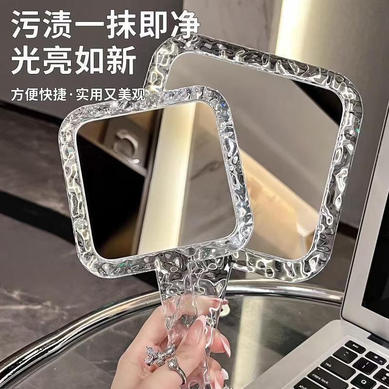 便携双面手持化妆镜随身携带手柄美容院高清高颜值高级补妆镜