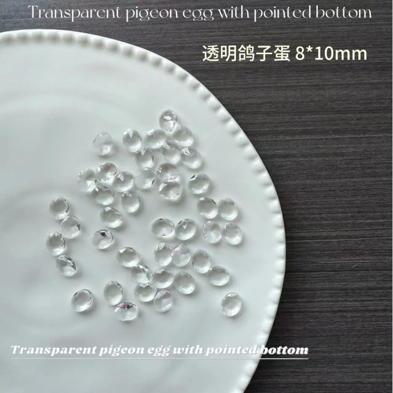 美甲透明鸽子蛋大小水晶尖底钻冰川白裸钻美甲指甲饰品网红爆款