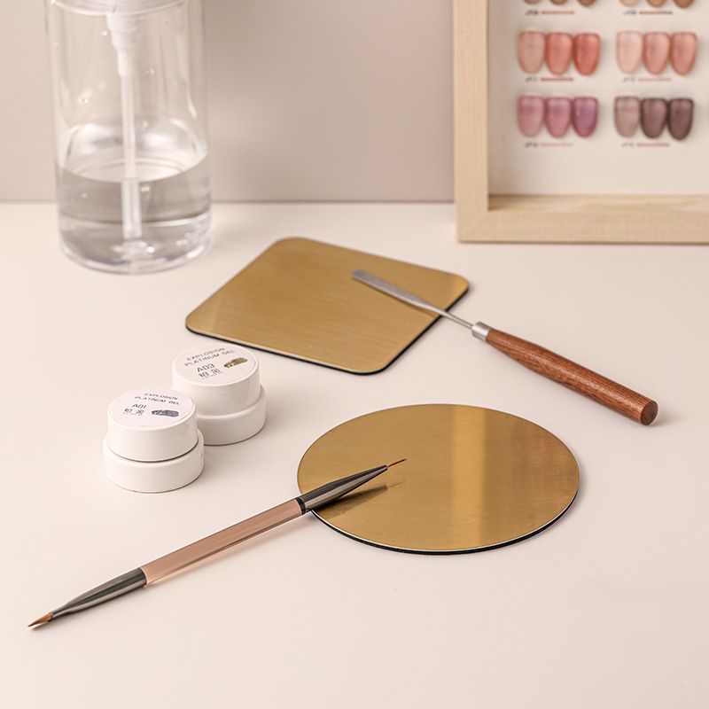 金属调色盘甲油胶 美甲托底座 可吸磁铁手彩绘画花美甲作品展示板
