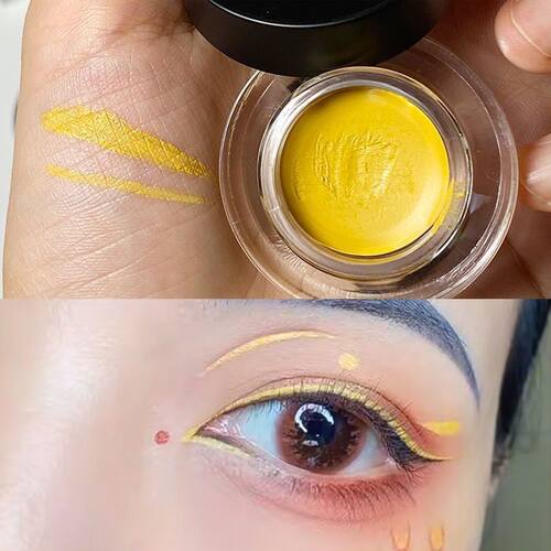 cos彩色纯白色眉笔粉色红绿蓝紫黄防水染眉膏多功能彩绘眼线
