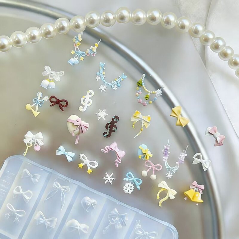 冬日蝴蝶结动物图案立体可爱造型高透易脱模新手友好美甲硅胶模具