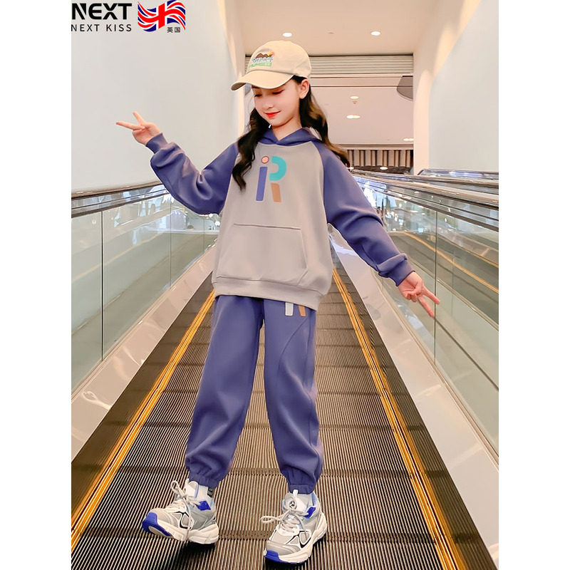 英国MDCW女童春秋卫衣套装2025新款女孩中大童网红运动服潮