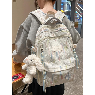 书包初中生2025新款高中女生高颜值小众ins风大容量简约双肩包女