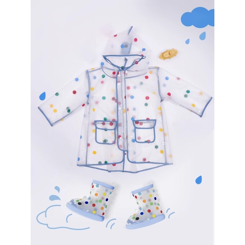 TTIT儿童雨衣雨鞋套装小童幼儿园宝宝上学轻便防水雨靴小孩