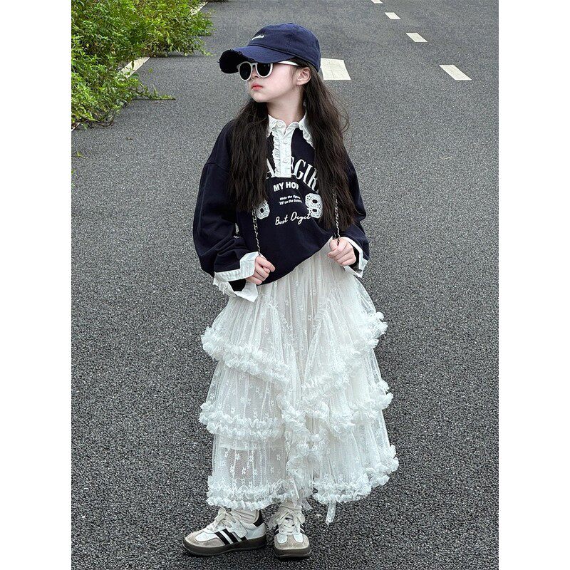 法国BADNUT女童裙子套装春秋款2025新款儿童韩系卫衣半身裙两件套