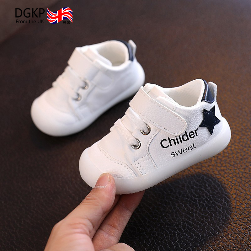 英国DGKP婴幼儿学步鞋春秋新款0-1岁男女宝宝小白鞋软底休闲单鞋