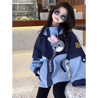 韩国Uamtor女大童冲锋衣卡通朱迪兔子警官春秋冬款新款三合一外套