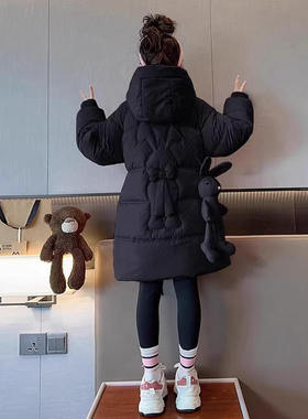 NETX LONG女童棉衣加厚2025新款冬季儿童冬装夹棉中长款外套棉服