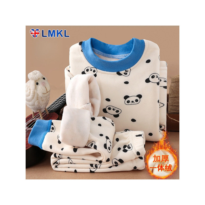 英国LMKL儿童保暖内衣套装加绒加厚秋冬女童大宝宝棉毛衫男童睡衣