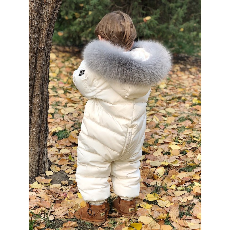 英国DHWA儿童连体衣羽绒服2025冬季男童女宝宝外出服保暖哈衣爬服