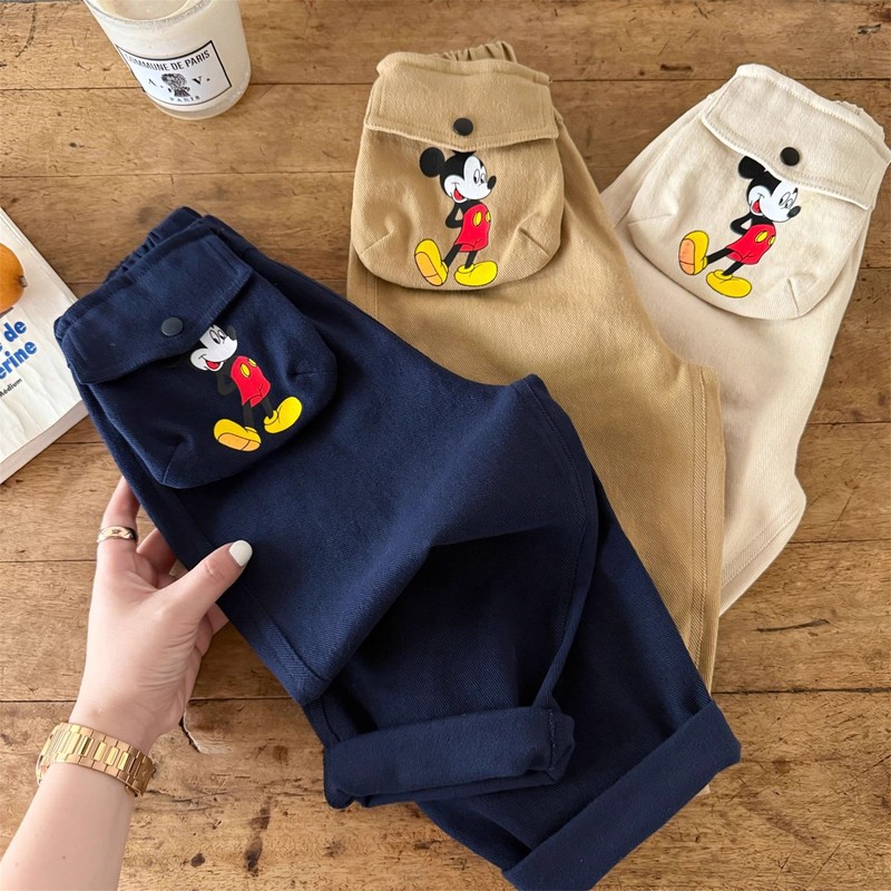 英国DHWA儿童长裤2025春秋季新款男童水洗棉布裤宝宝休闲直筒裤潮