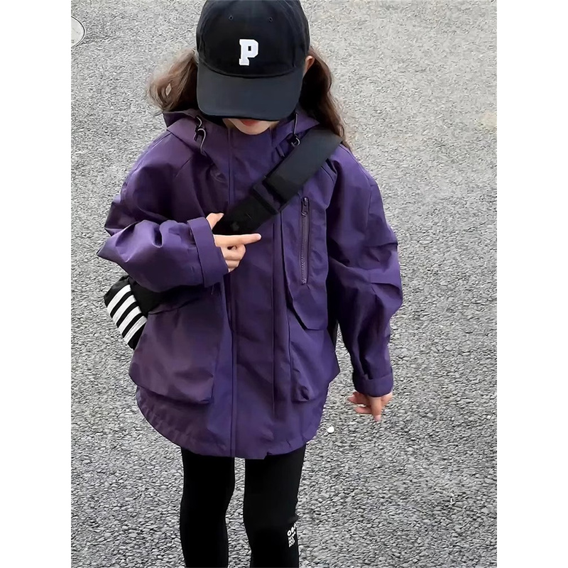 韩国Uamtor女童新款冲锋衣三合一可拆卸春秋冬防风衣儿童时髦外套