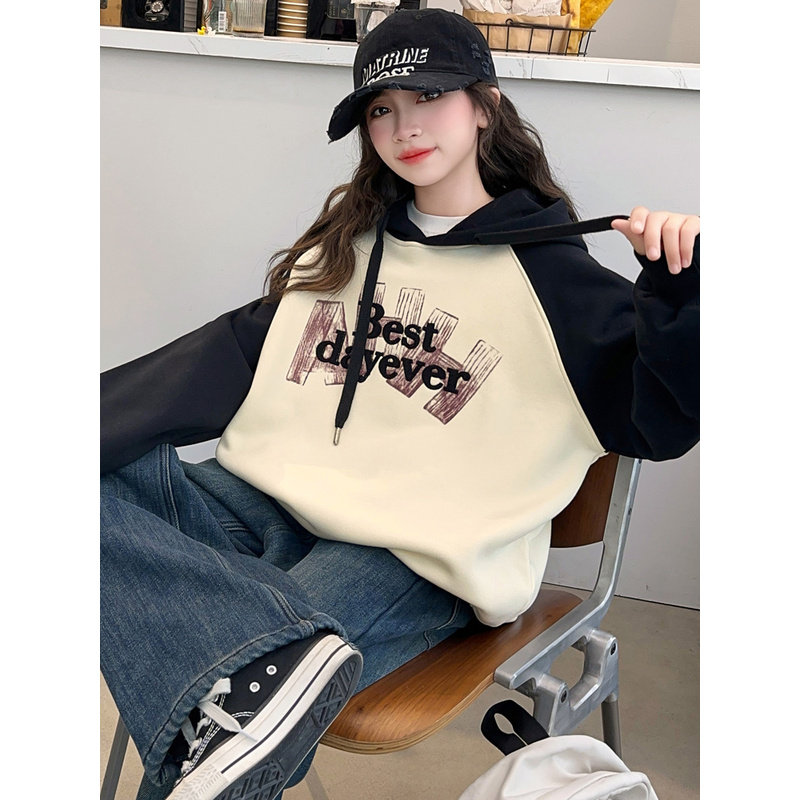 韩国Uamtor女童卫衣春秋新款洋气中大童女孩宽松休闲韩版连帽上衣