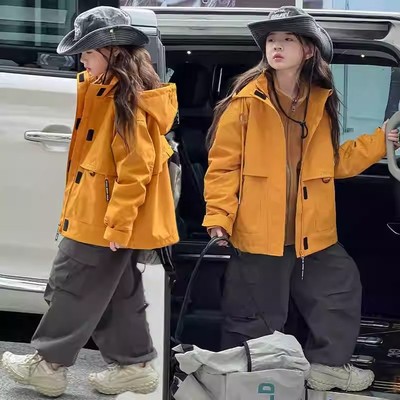 韩国Uamtor女童冲锋衣秋冬夹棉三合一可拆卸洋气户外儿童登山外套