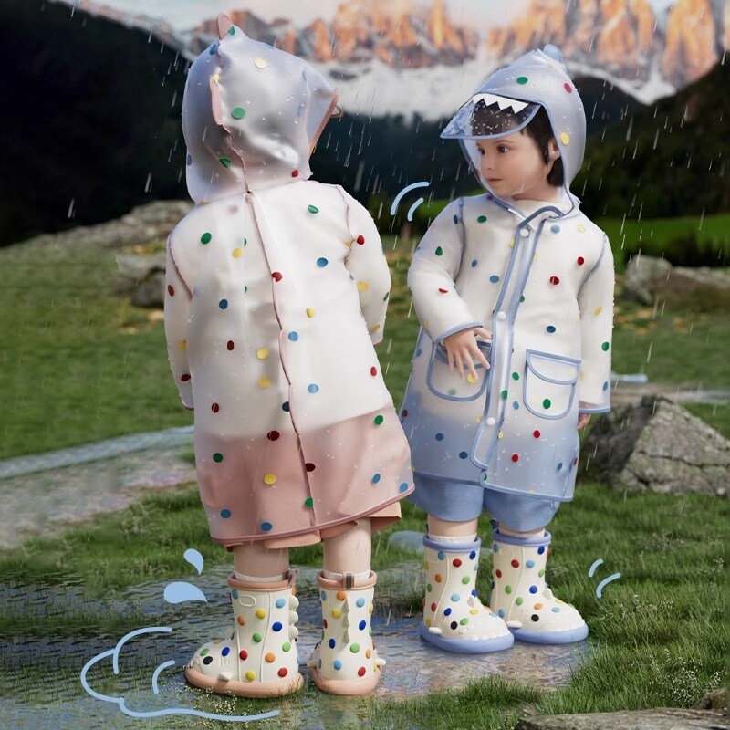 TTIT儿童雨衣透明轻便防水幼儿园宝宝卡通可爱女孩雨披上学