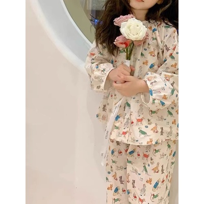 英国LMKL儿童女童睡衣女孩2025新款秋季纯棉a类全棉家居服秋冬季