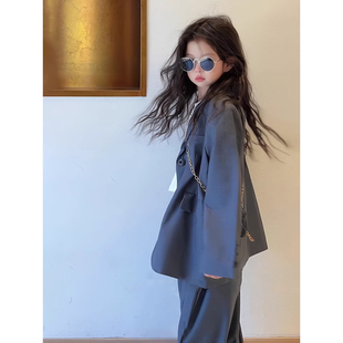 韩国Uamtor女童时尚套装洋气时髦2025春秋西装儿童韩系高级感穿搭